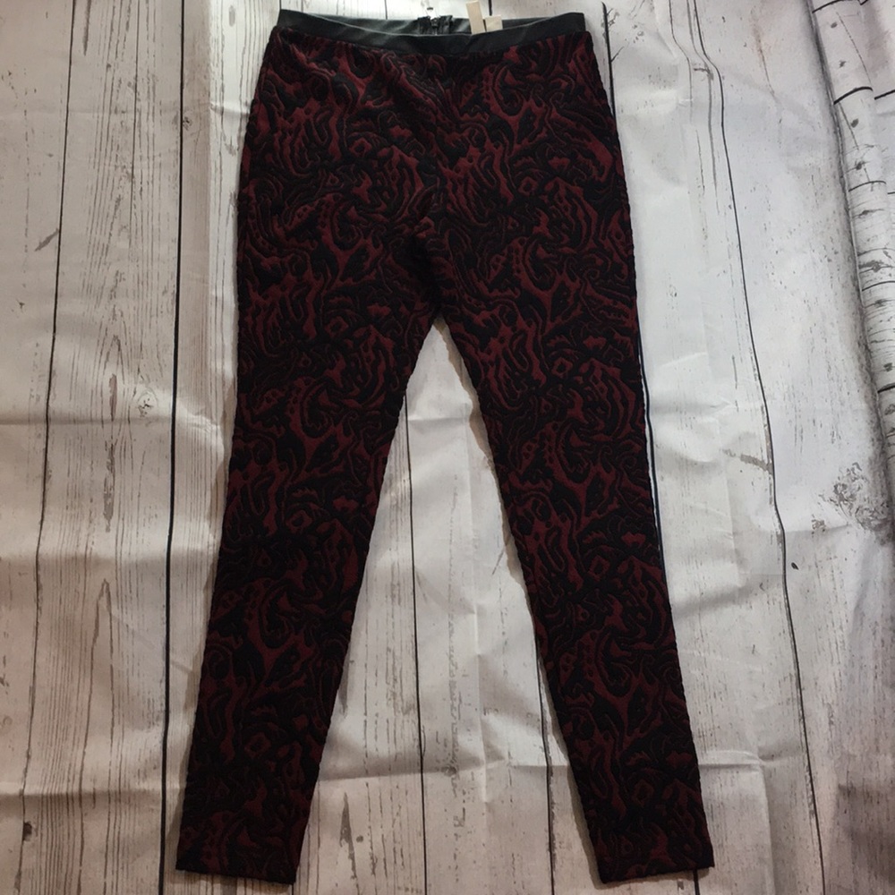 F21 Baroque Scroll Leather Trim Pants NWT